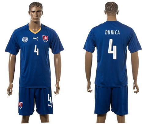 Slovakia #4 Durica Blue Away Soccer Country Jersey
